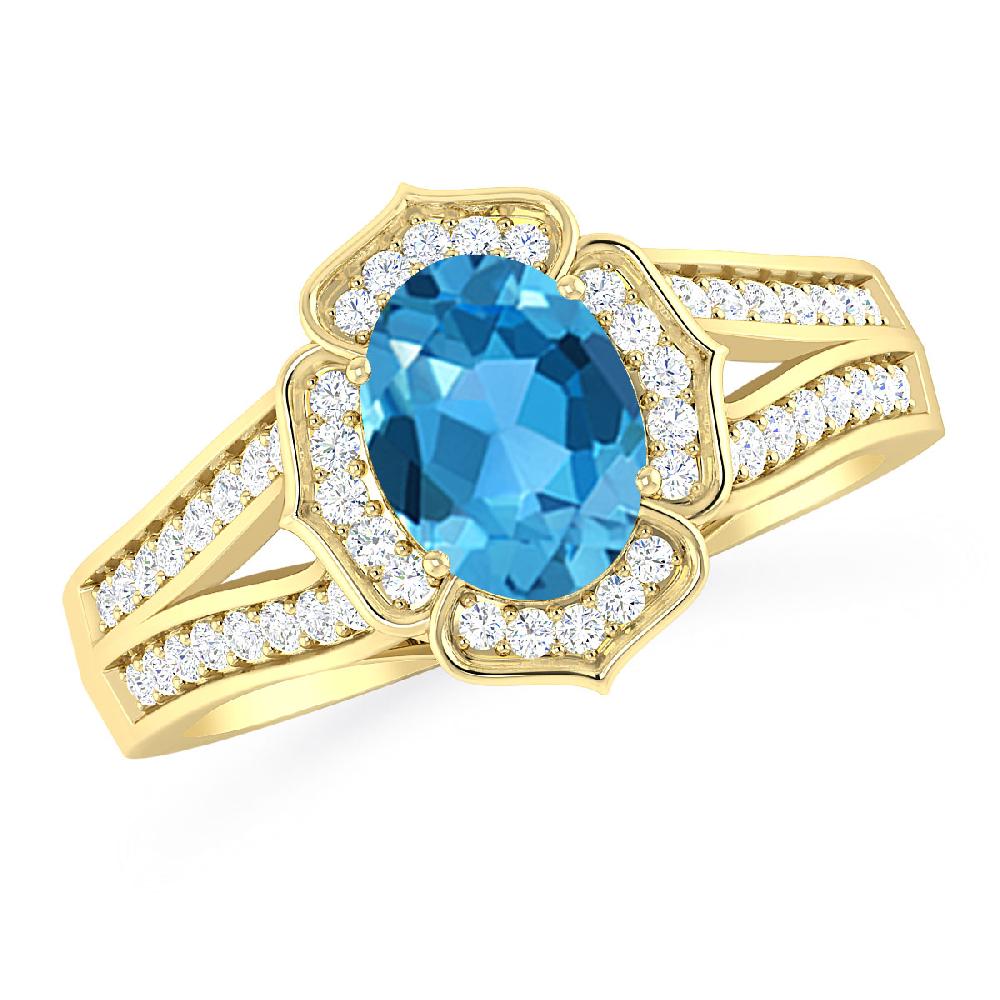 Yellow Gold - Blue Topaz