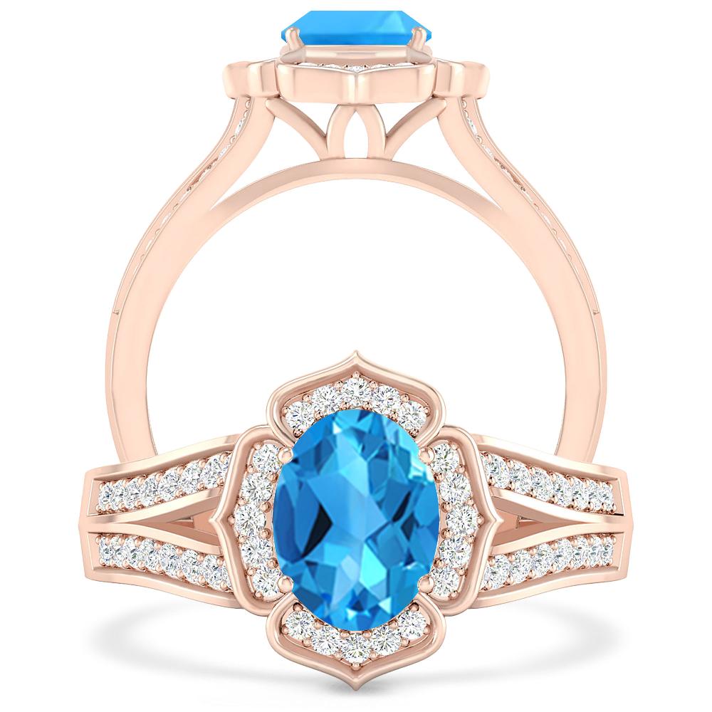 Rose Gold - Blue Topaz