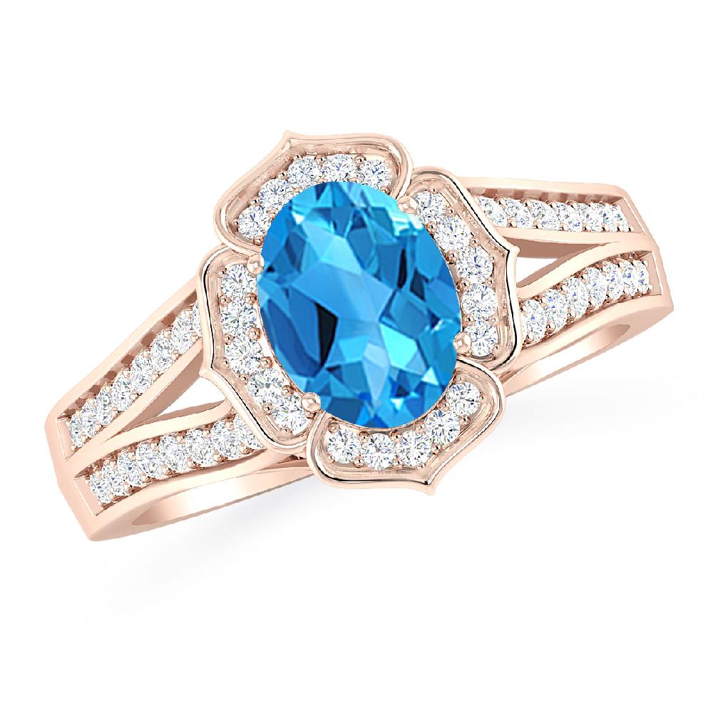 Rose Gold - Blue Topaz