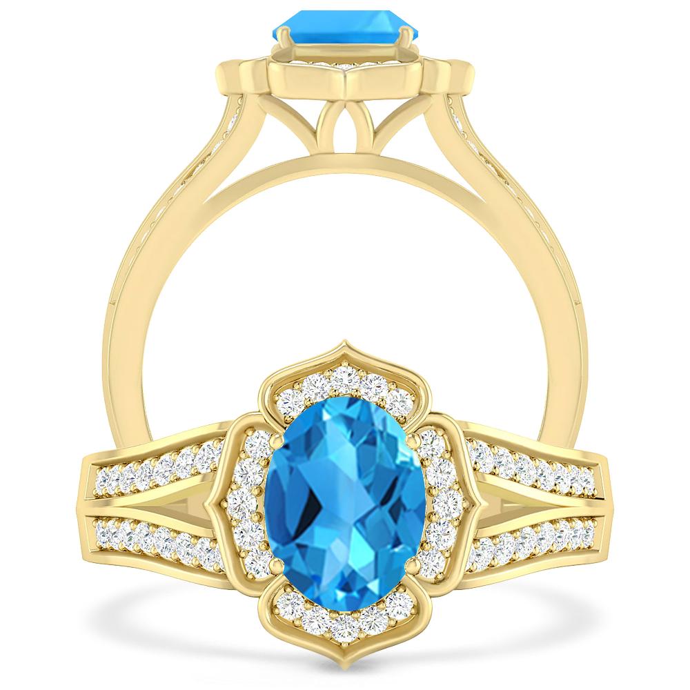 Yellow Gold - Blue Topaz