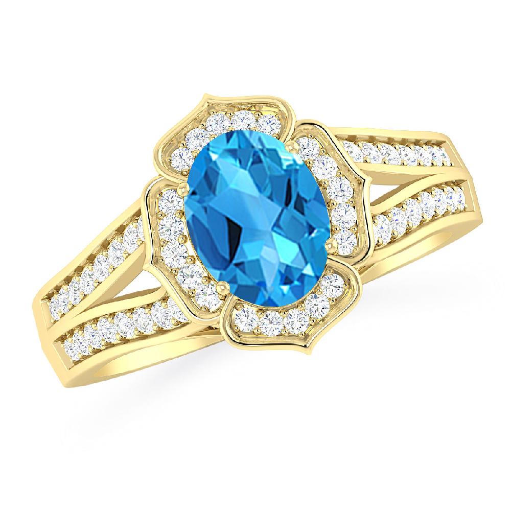 Yellow Gold - Blue Topaz