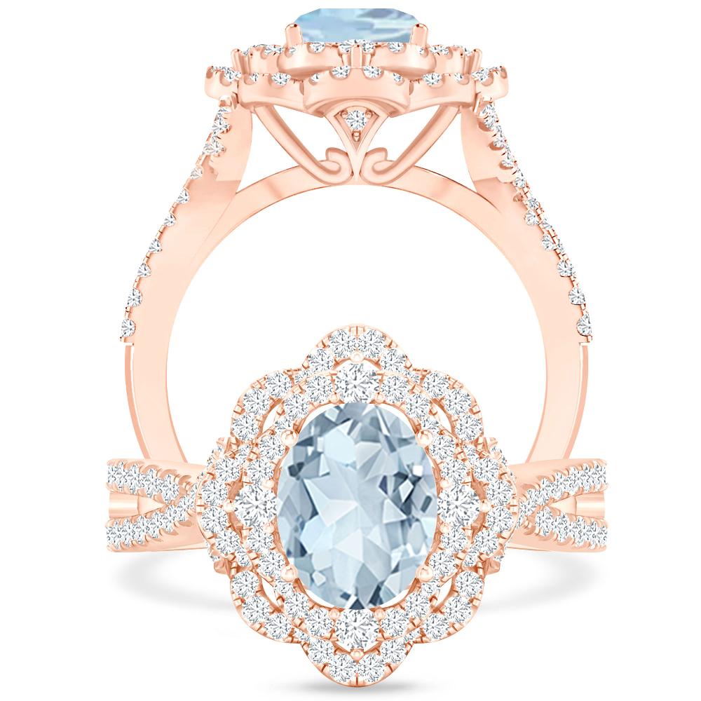 Rose Gold - Aquamarine