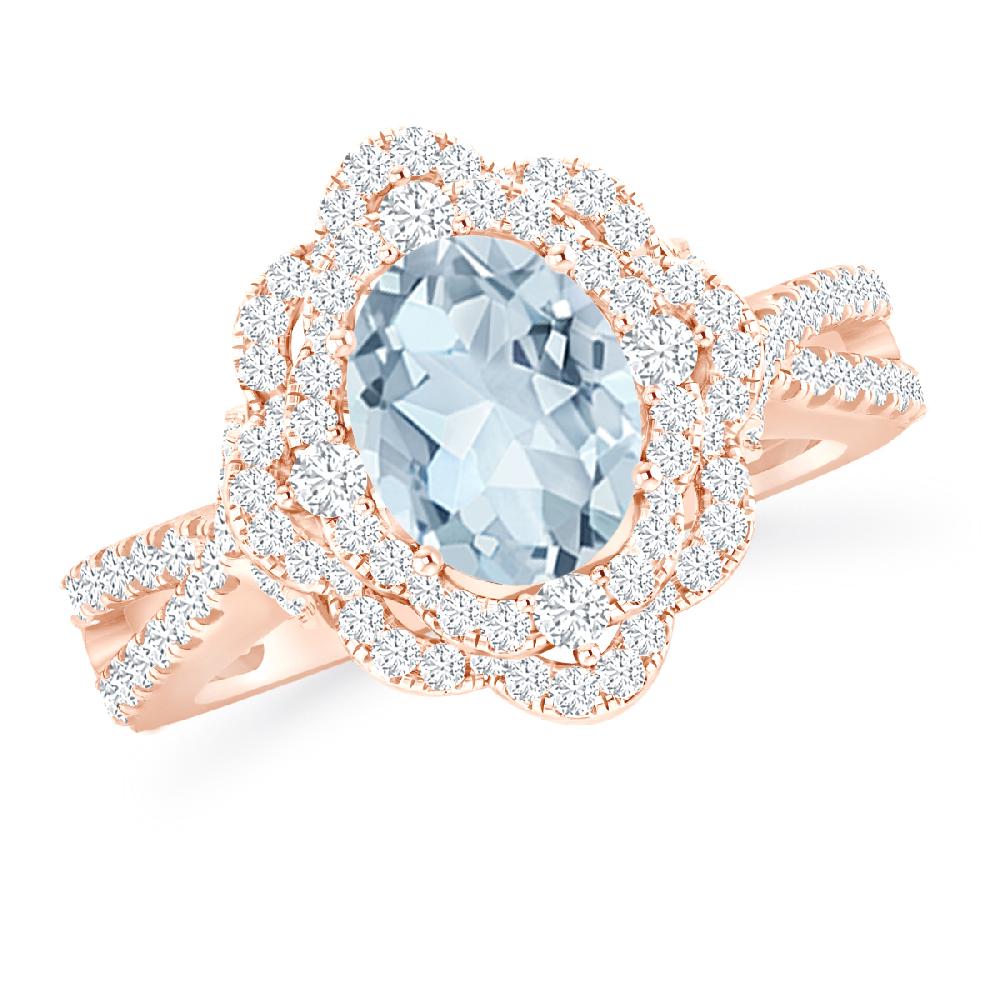 Rose Gold - Aquamarine