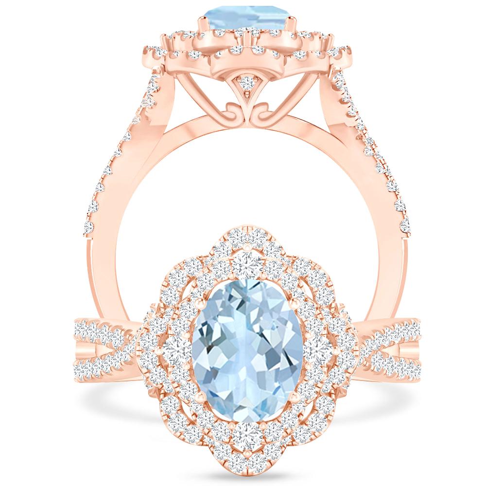 Rose Gold - Aquamarine