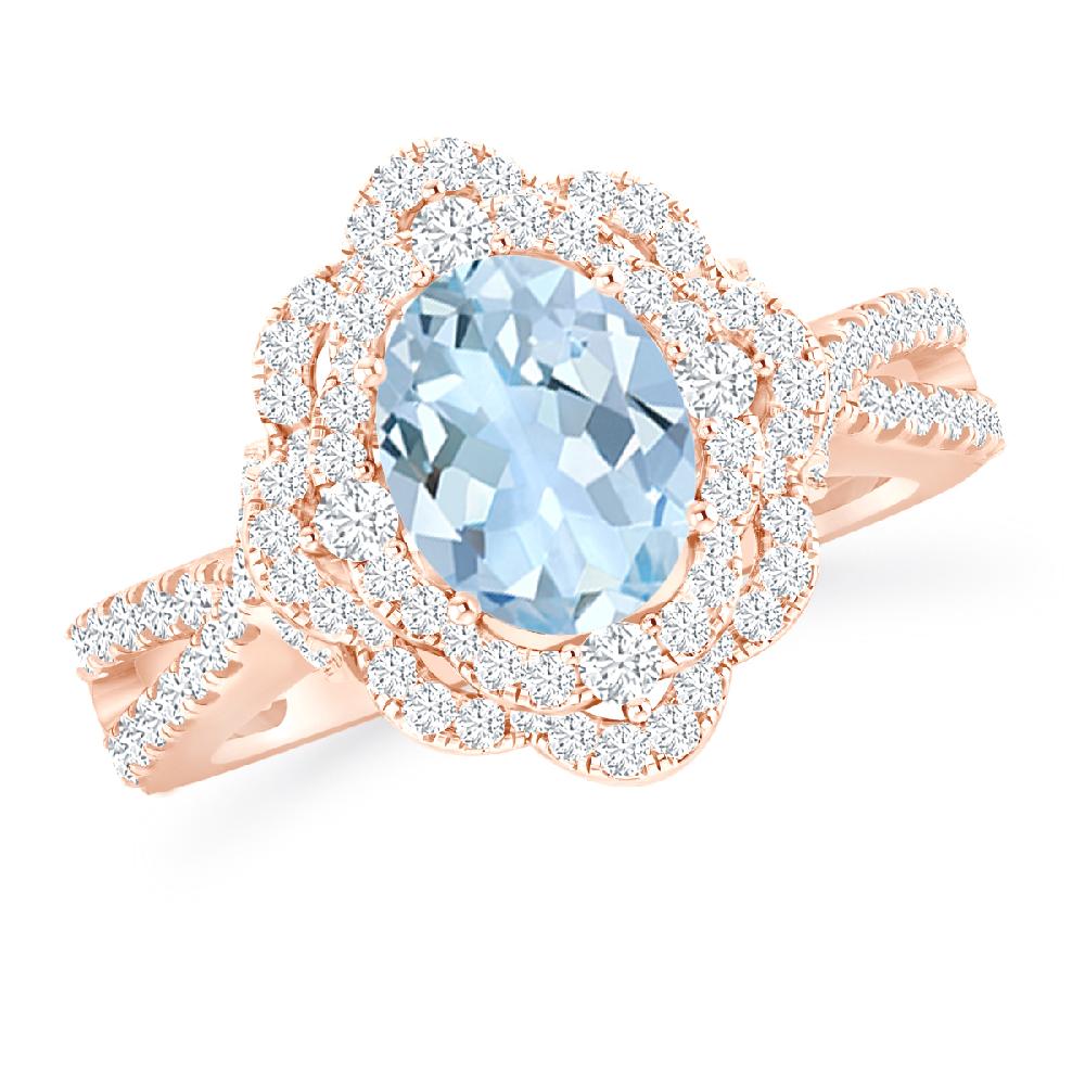 Rose Gold - Aquamarine