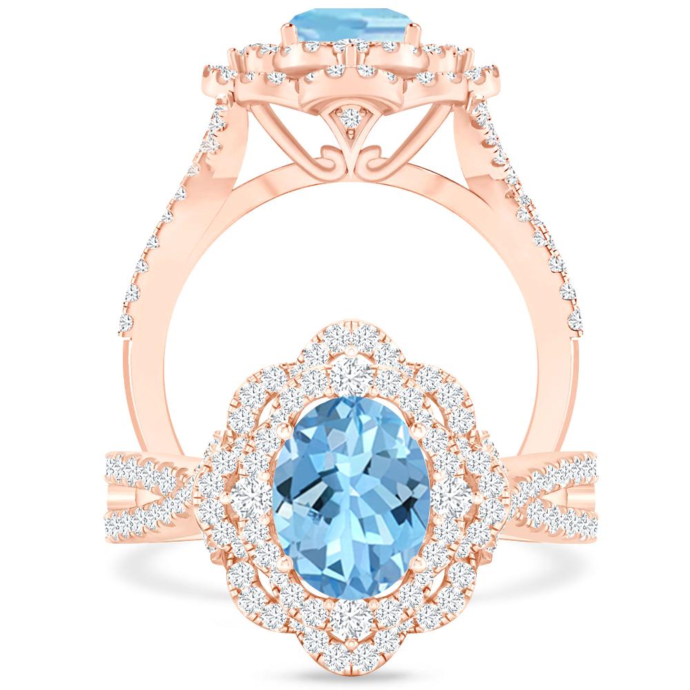 Rose Gold - Aquamarine