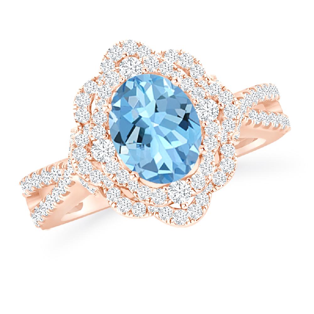 Rose Gold - Aquamarine