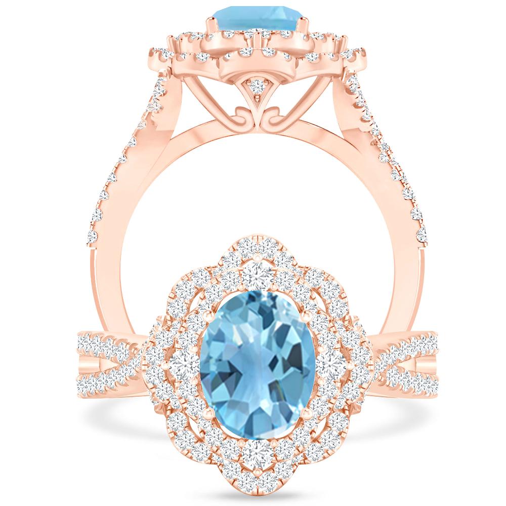 Rose Gold - Blue Topaz