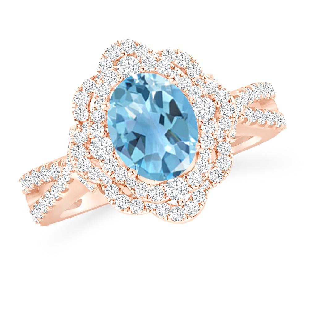 Rose Gold - Blue Topaz