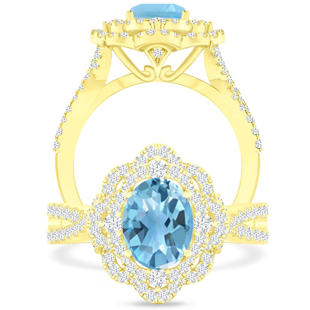 Yellow Gold - Blue Topaz