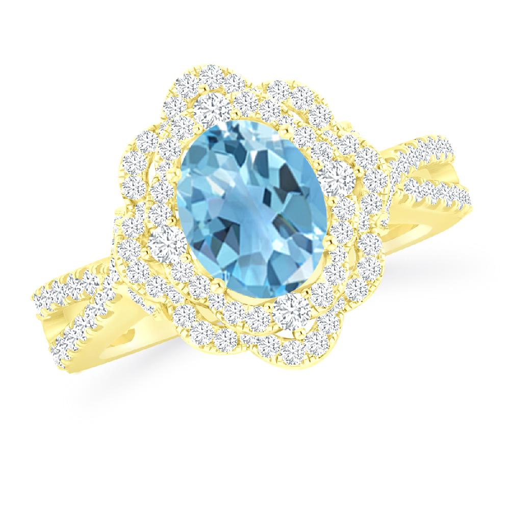 Yellow Gold - Blue Topaz