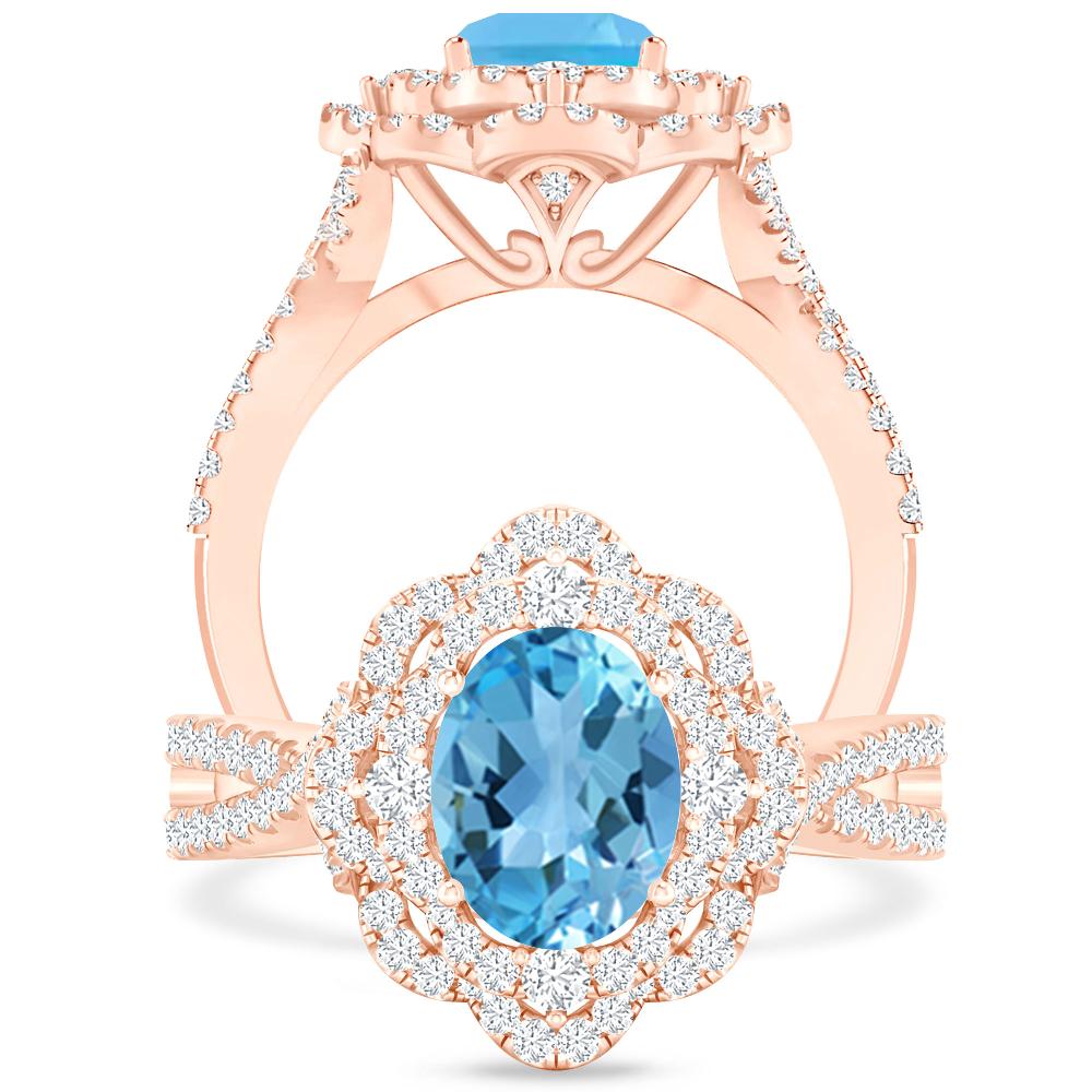 Rose Gold - Blue Topaz