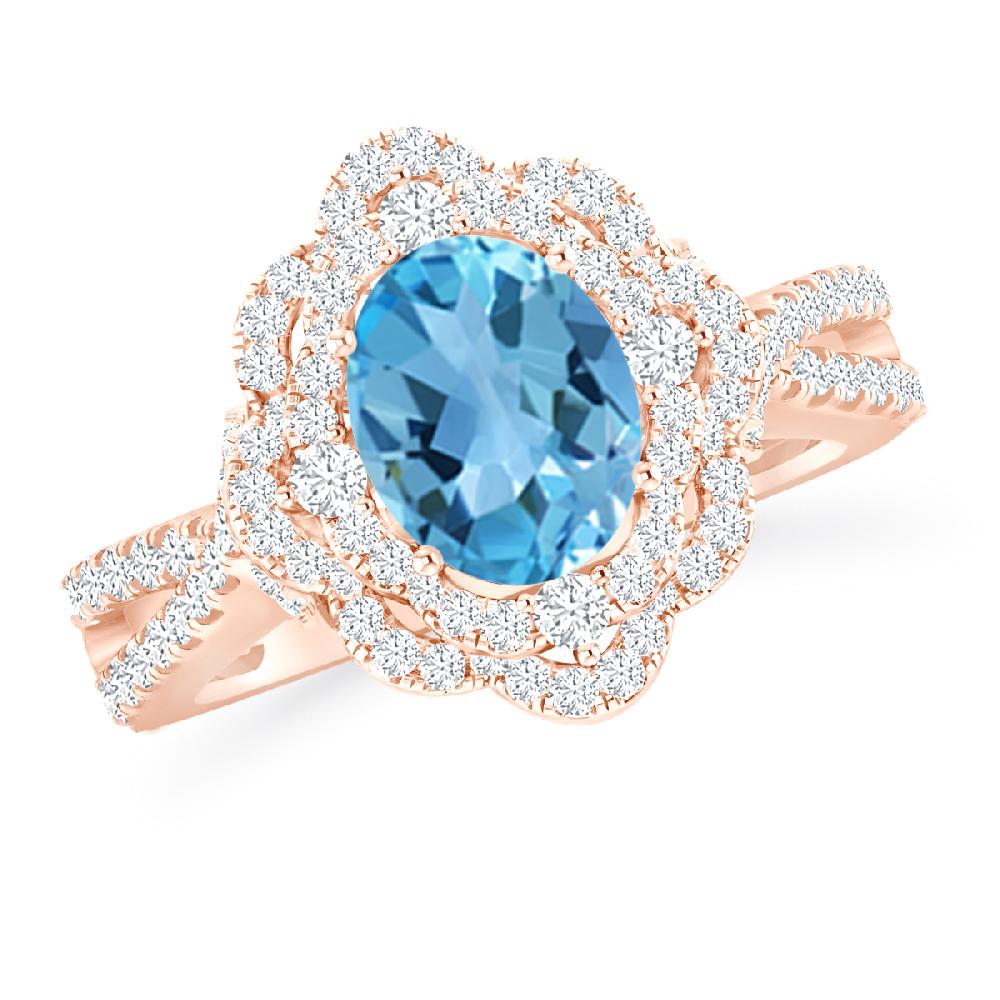 Rose Gold - Blue Topaz