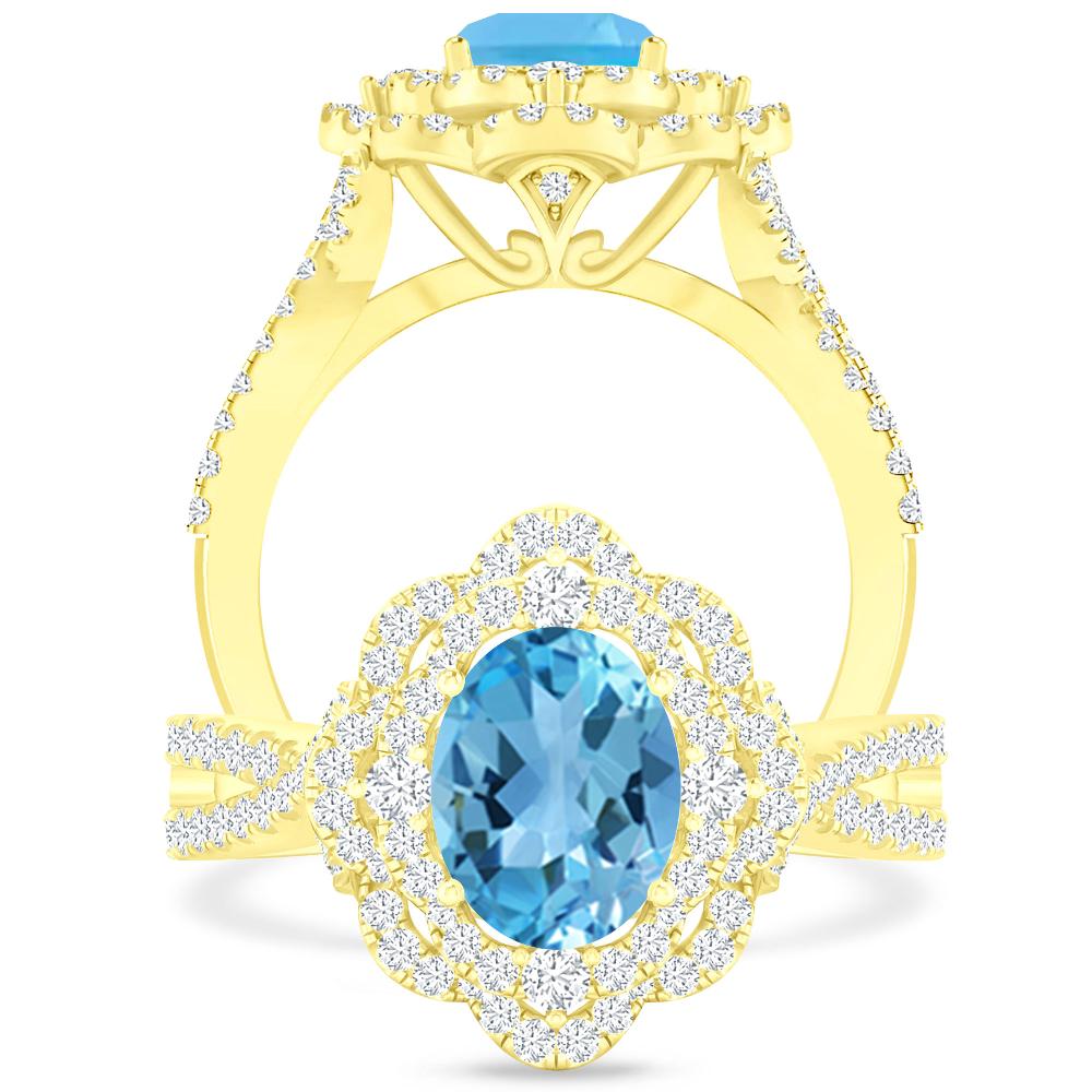 Yellow Gold - Blue Topaz