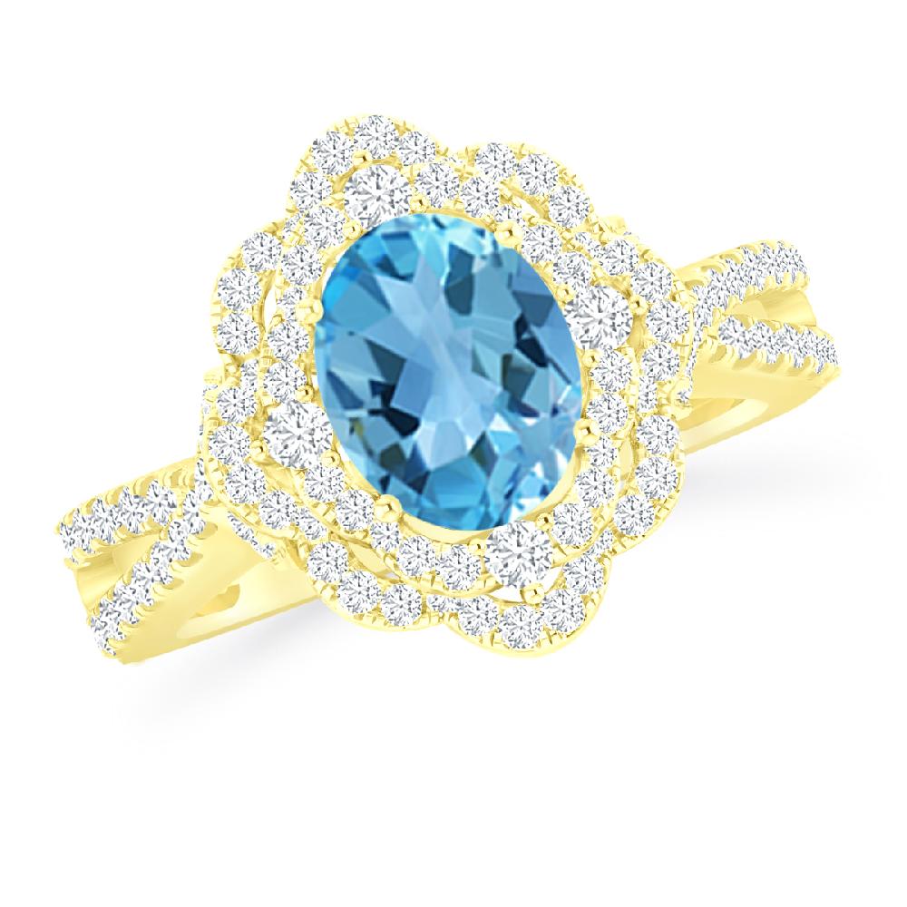 Yellow Gold - Blue Topaz