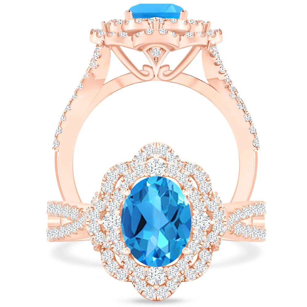 Rose Gold - Blue Topaz