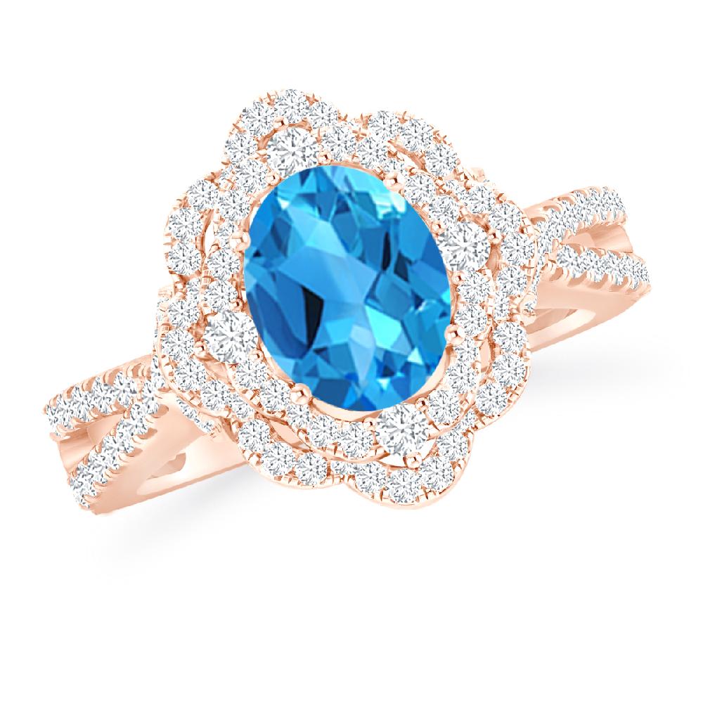 Rose Gold - Blue Topaz