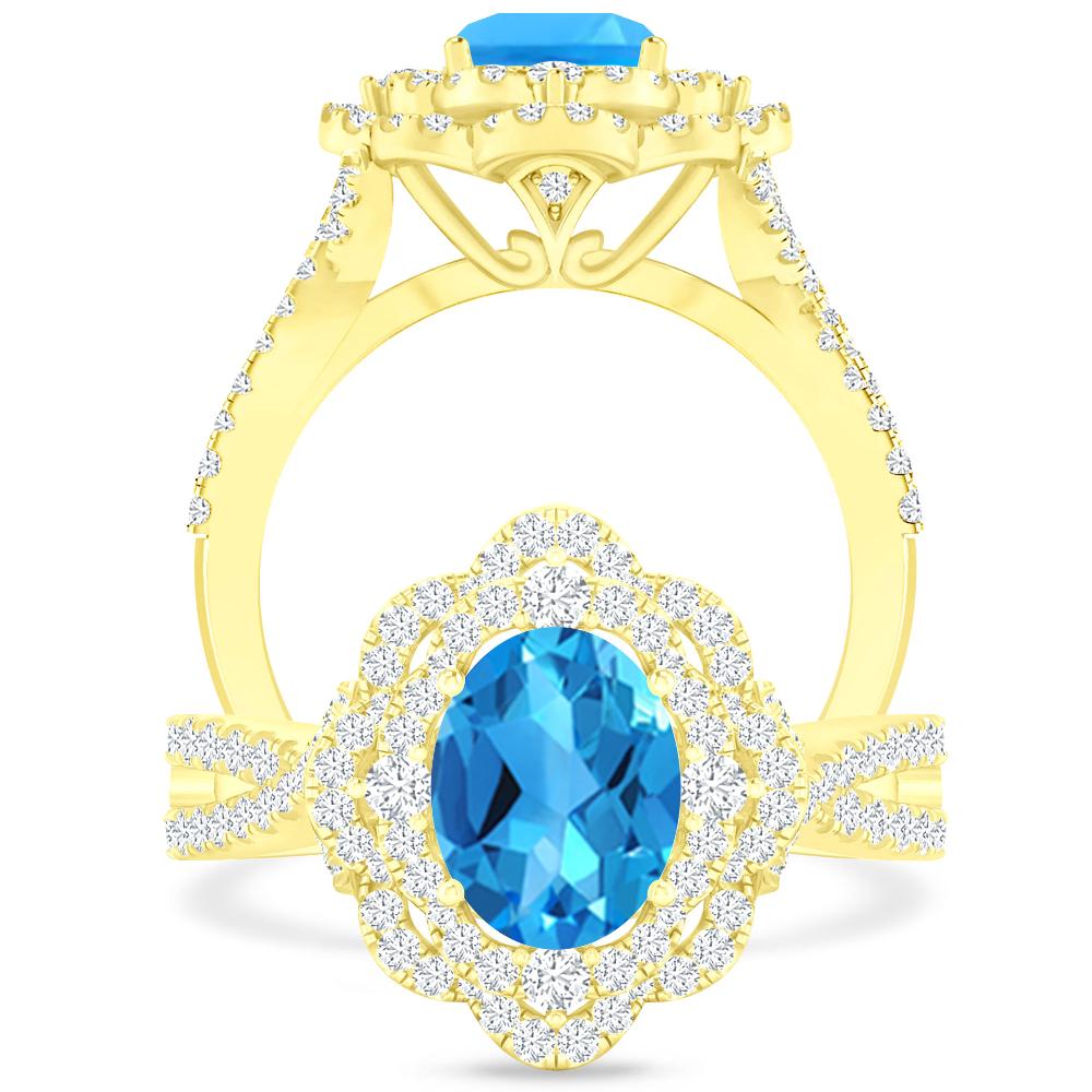 Yellow Gold - Blue Topaz