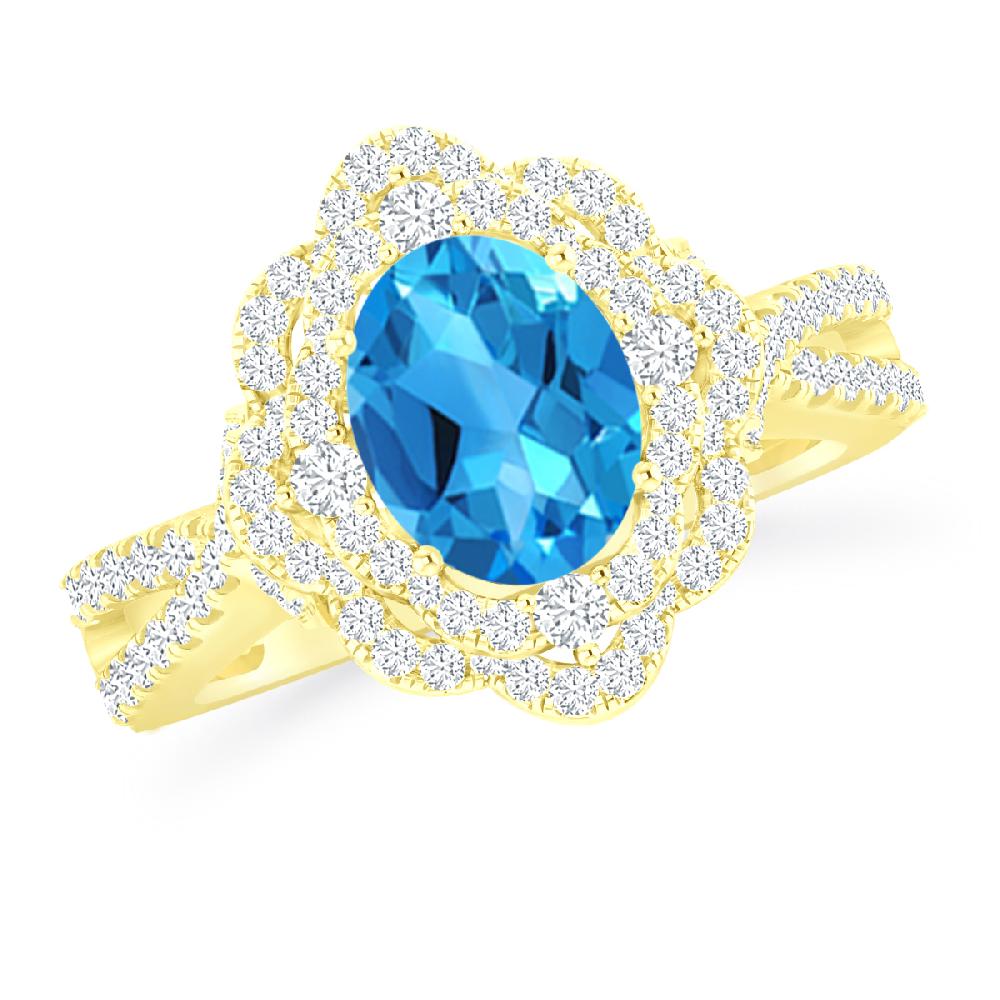 Yellow Gold - Blue Topaz