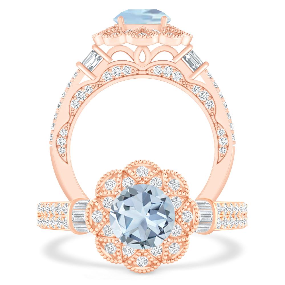 Rose Gold - Aquamarine