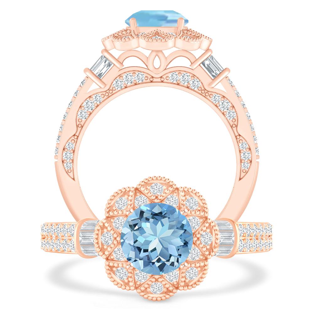 Rose Gold - Aquamarine