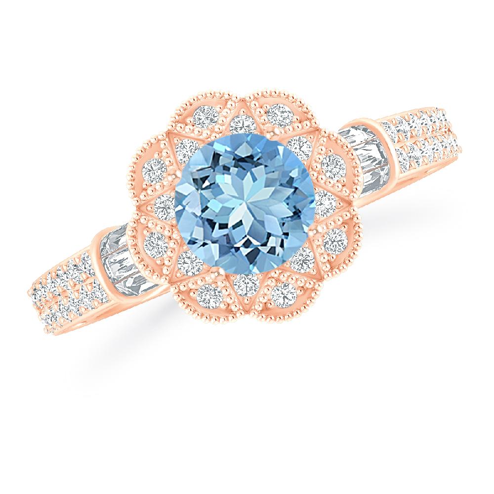 Rose Gold - Aquamarine