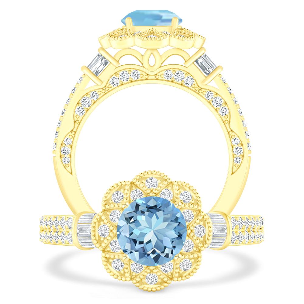 Yellow Gold - Aquamarine