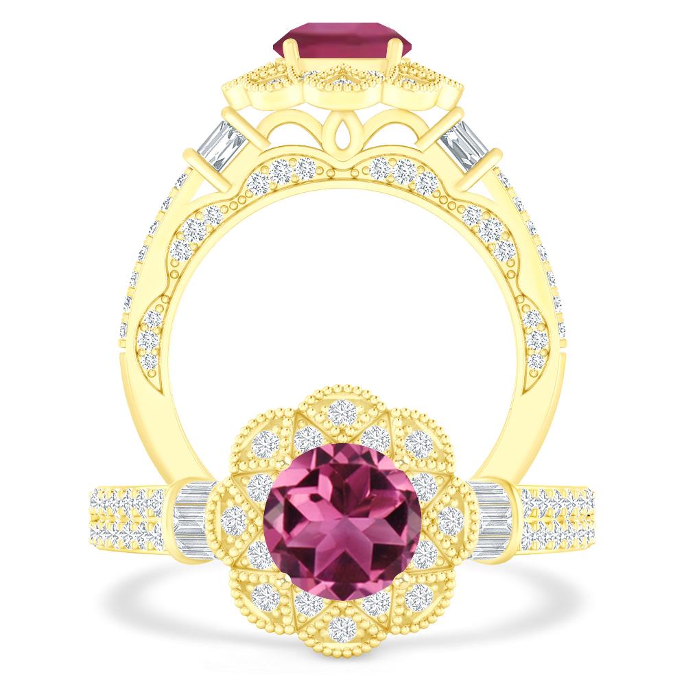 Yellow Gold - Pink Tourmaline