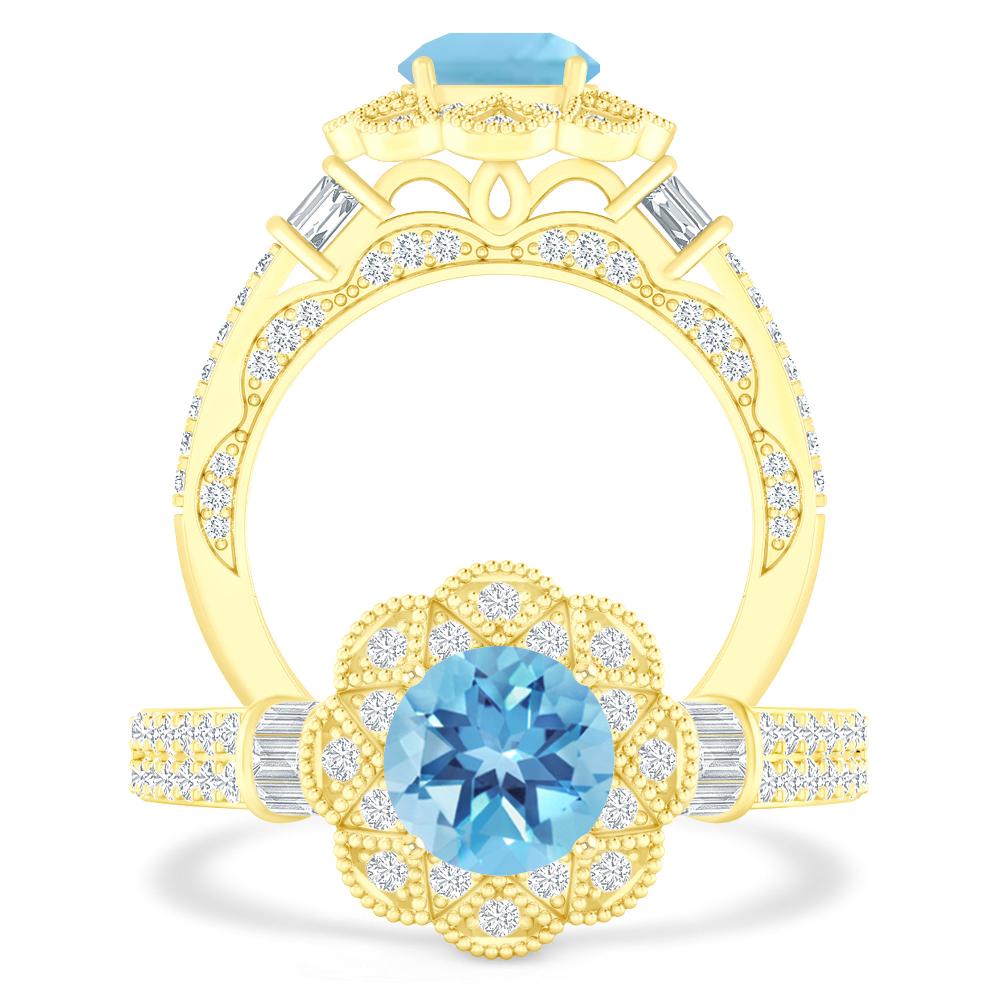 Yellow Gold - Blue Topaz