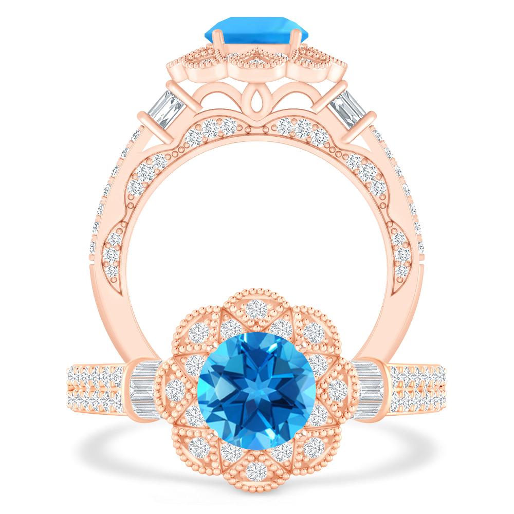 Rose Gold - Blue Topaz