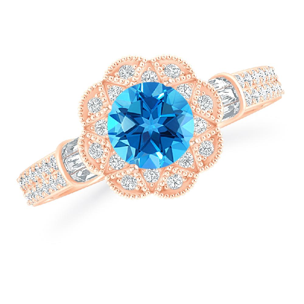 Rose Gold - Blue Topaz