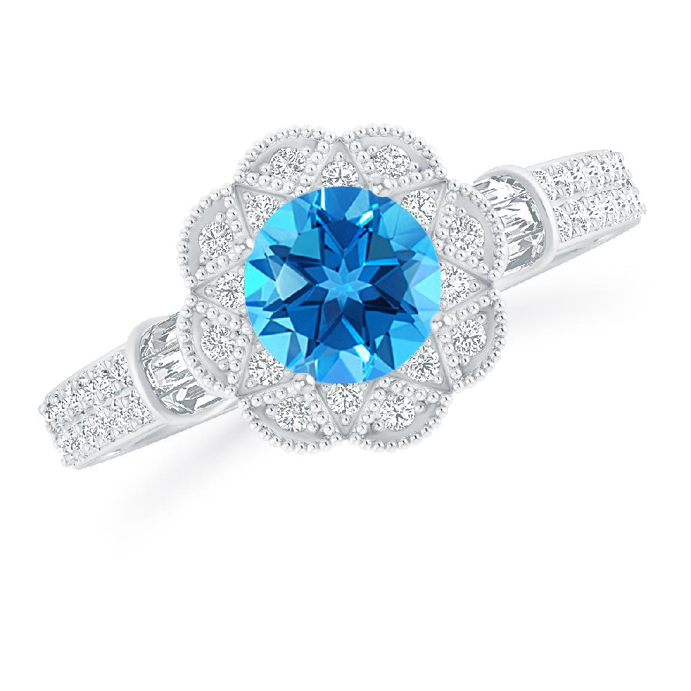 White Gold - Blue Topaz