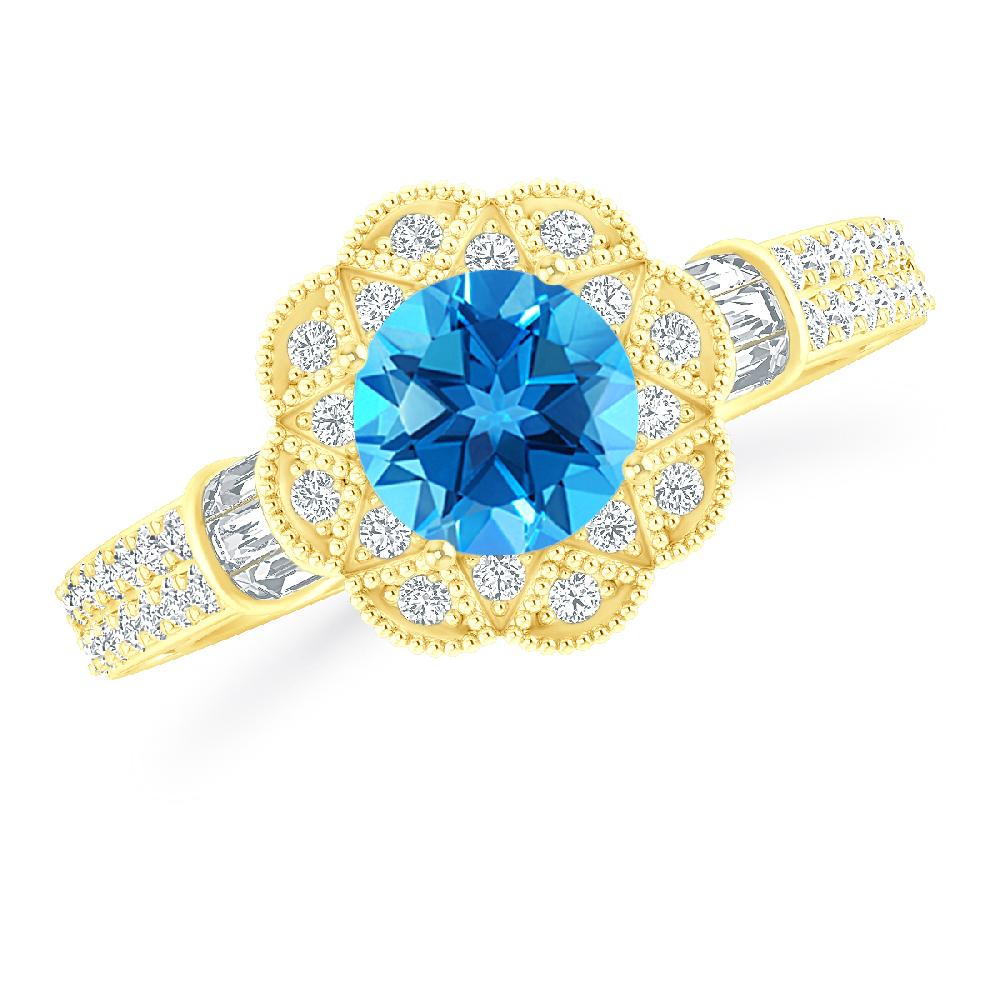 Yellow Gold - Blue Topaz