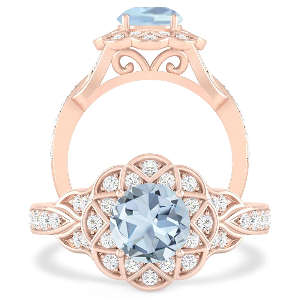 Rose Gold - Aquamarine