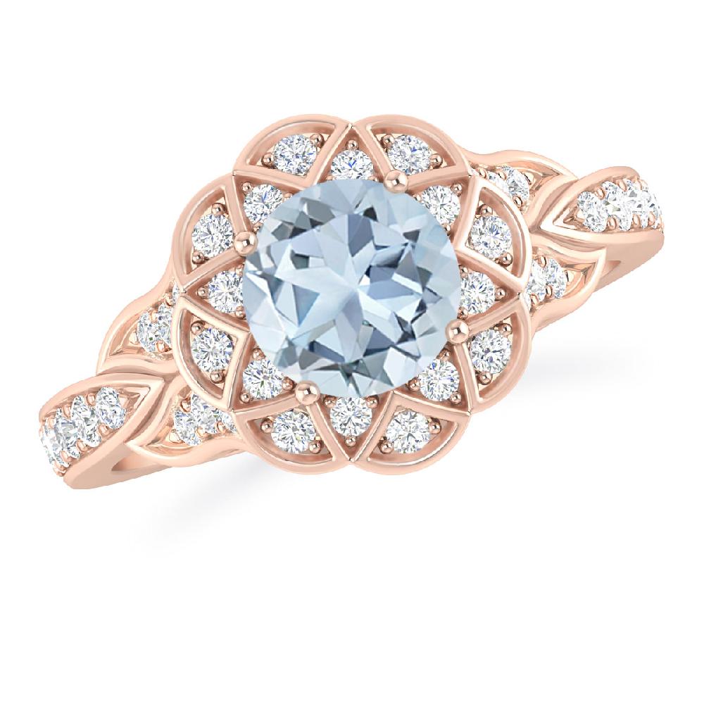 Rose Gold - Aquamarine