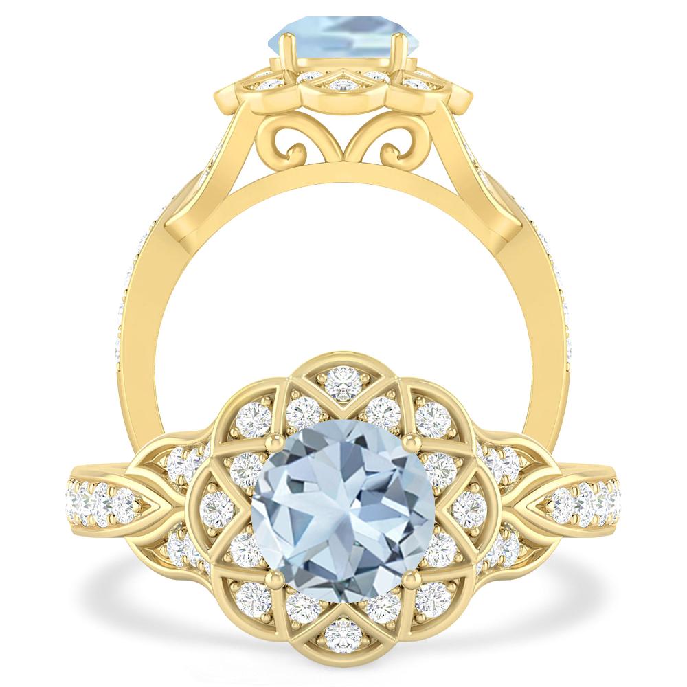 Yellow Gold - Aquamarine