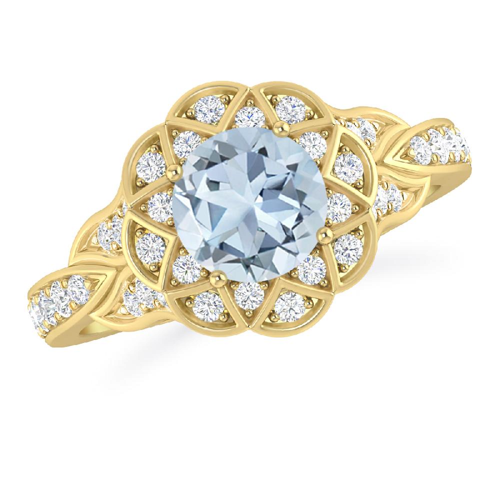 Yellow Gold - Aquamarine