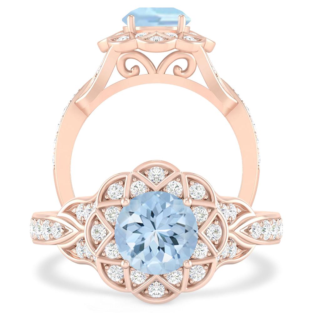 Rose Gold - Aquamarine