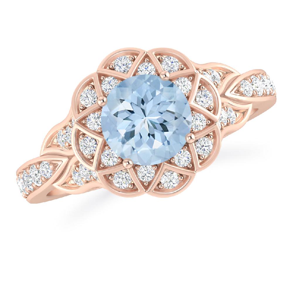 Rose Gold - Aquamarine