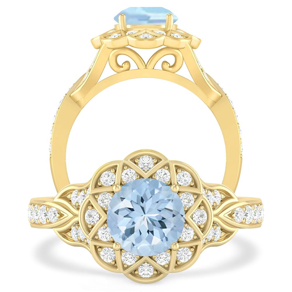 Yellow Gold - Aquamarine