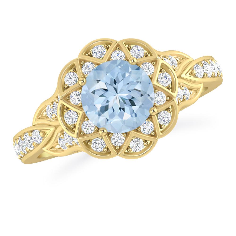 Yellow Gold - Aquamarine