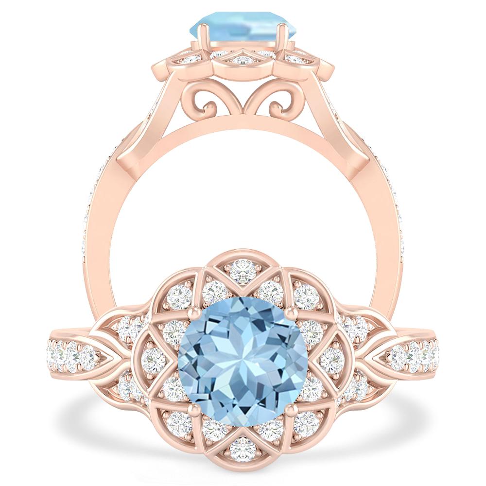 Rose Gold - Aquamarine