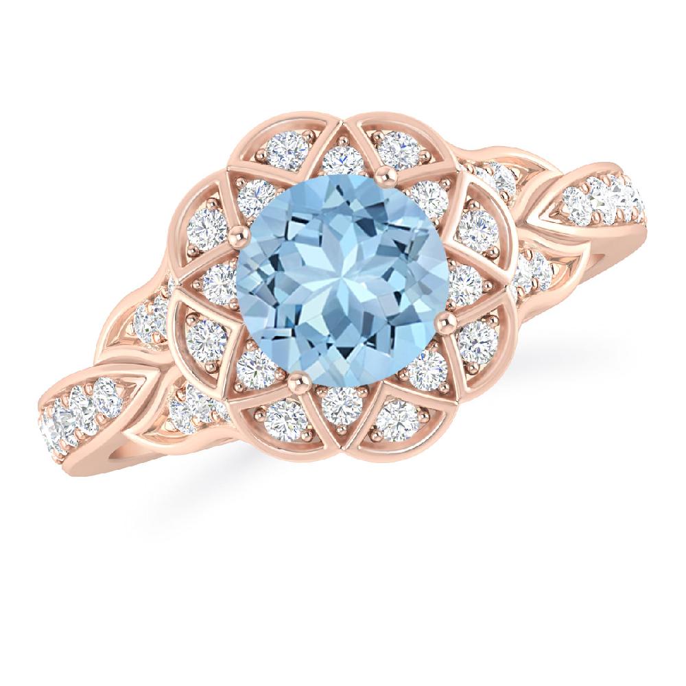 Rose Gold - Aquamarine