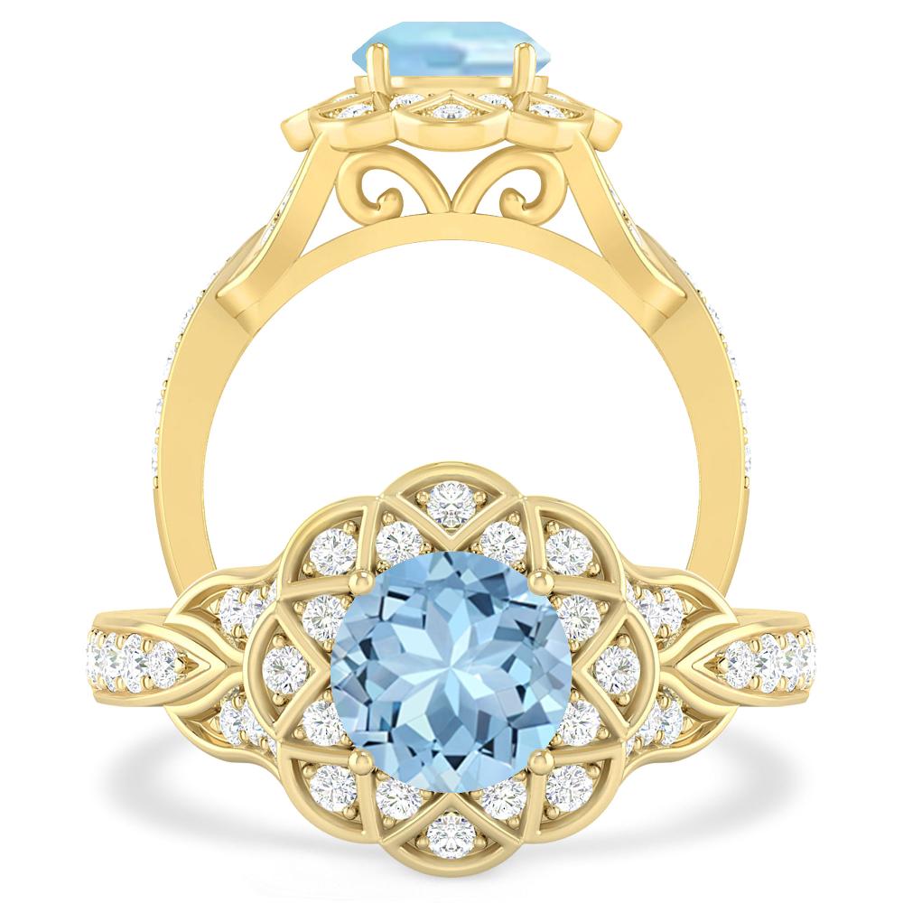 Yellow Gold - Aquamarine