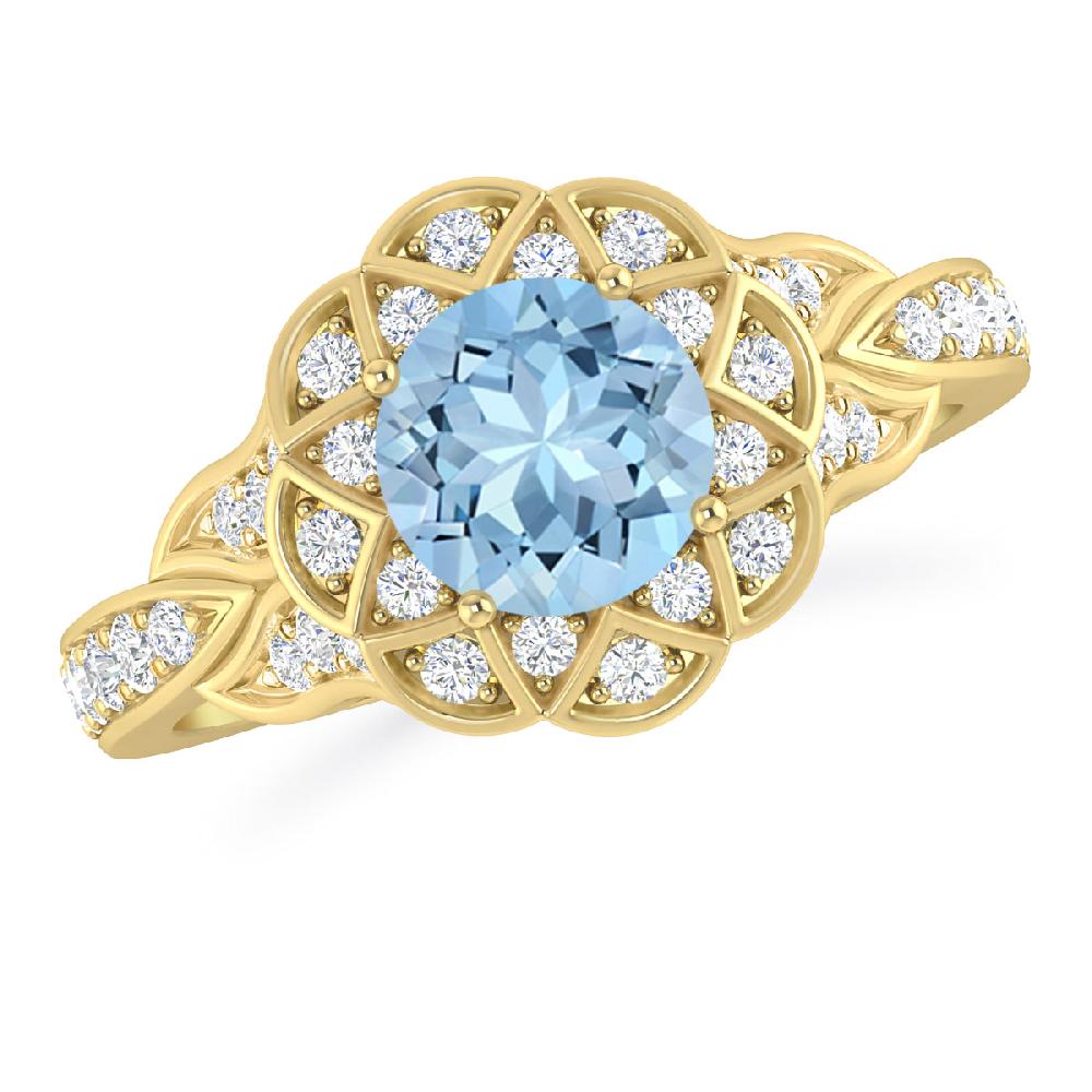 Yellow Gold - Aquamarine