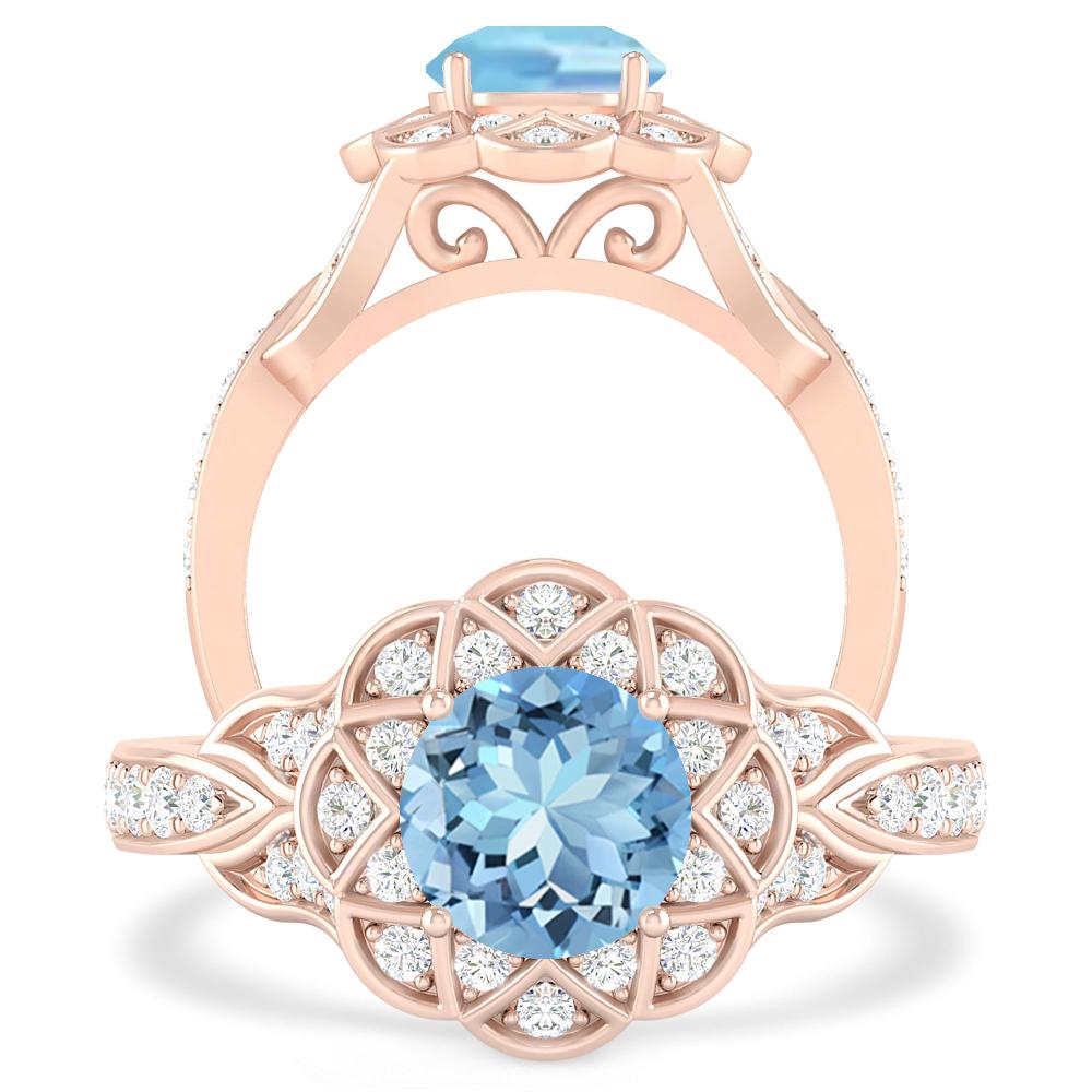 Rose Gold - Aquamarine