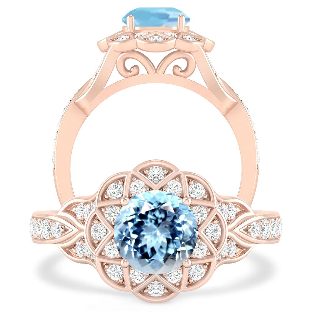 Rose Gold - Aquamarine