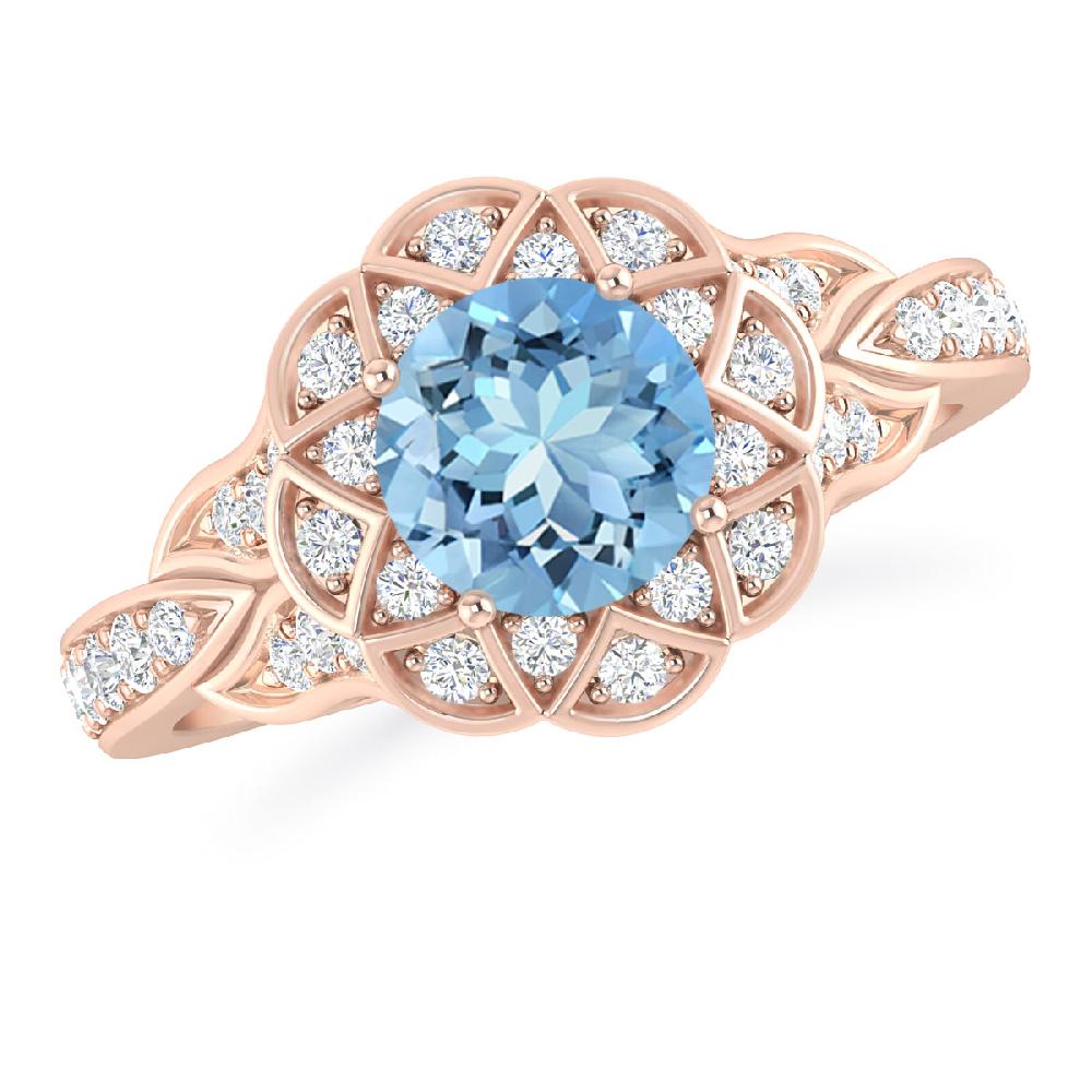 Rose Gold - Aquamarine