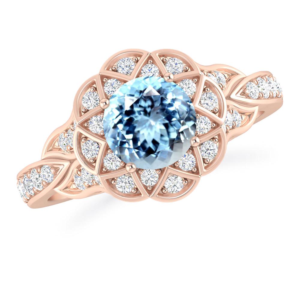 Rose Gold - Aquamarine