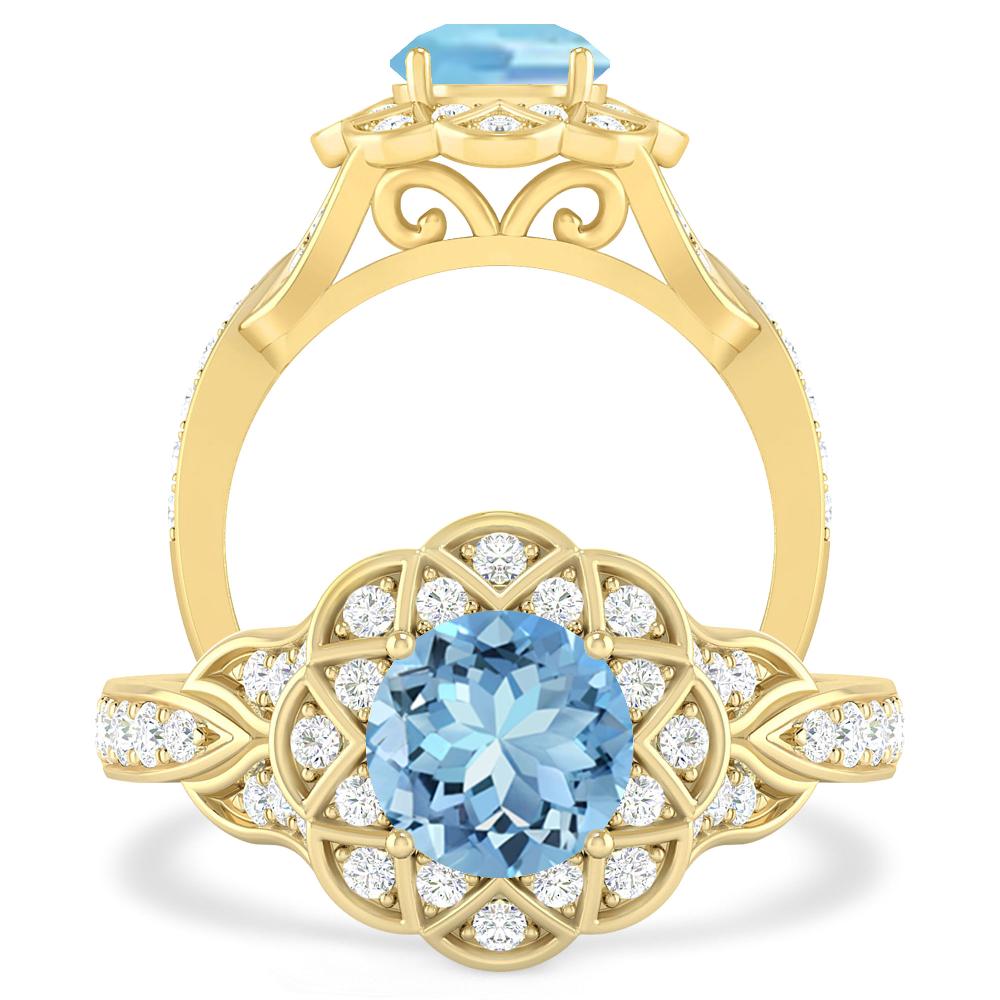 Yellow Gold - Aquamarine